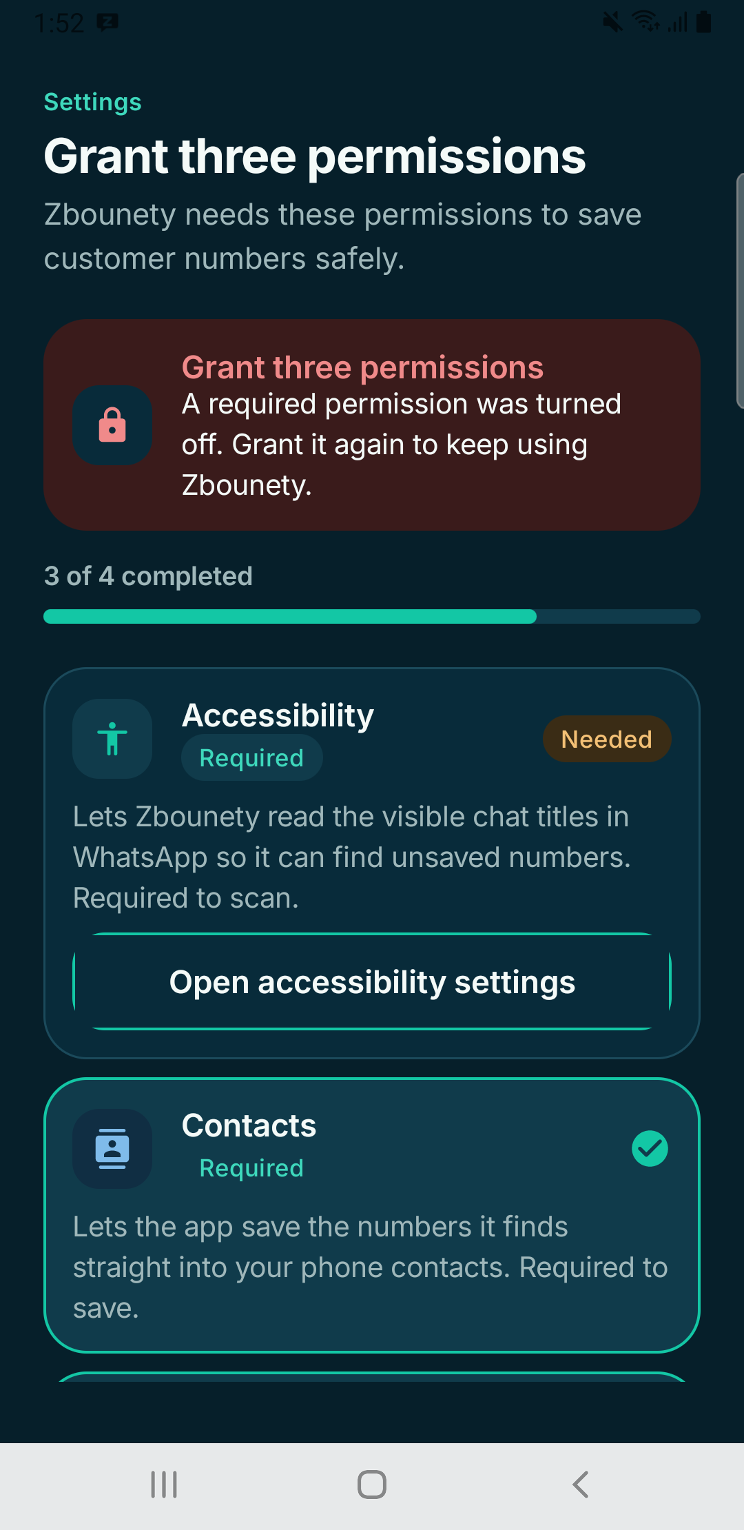 2. Grant the three permissions